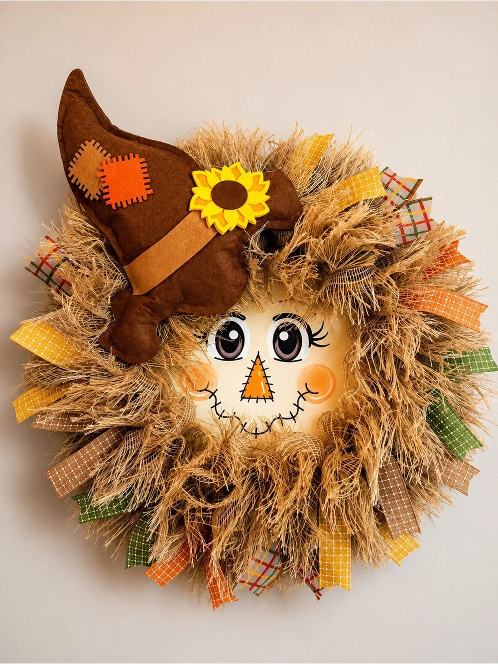 Handmade Scarecrow Fall Wreath | Rustic Autumn Door Decor 🍂